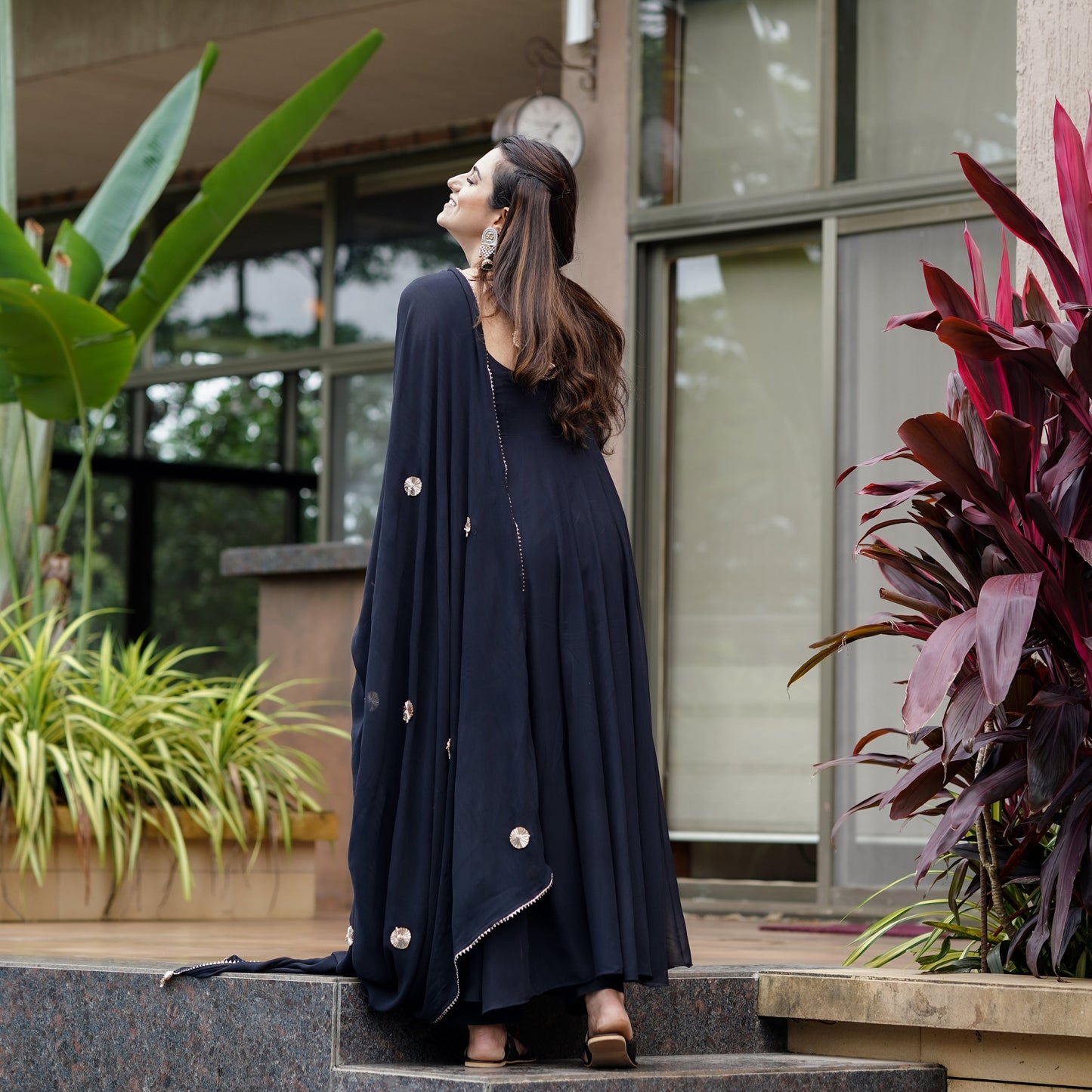 BLACK ANARKALI AND PANT WITH DUPATTA