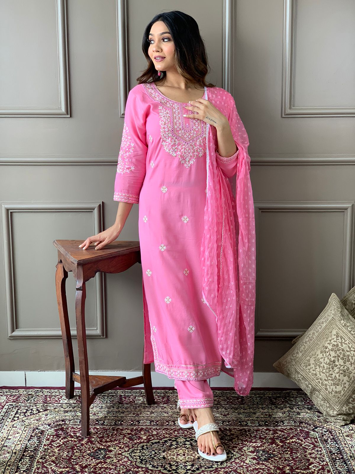 Beautiful party wear embroidery kurta pent set