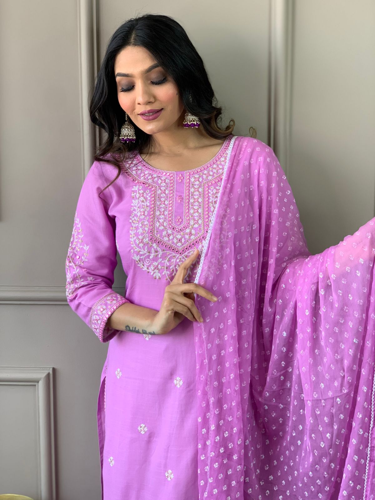 Beautiful party wear embroidery kurta pent set