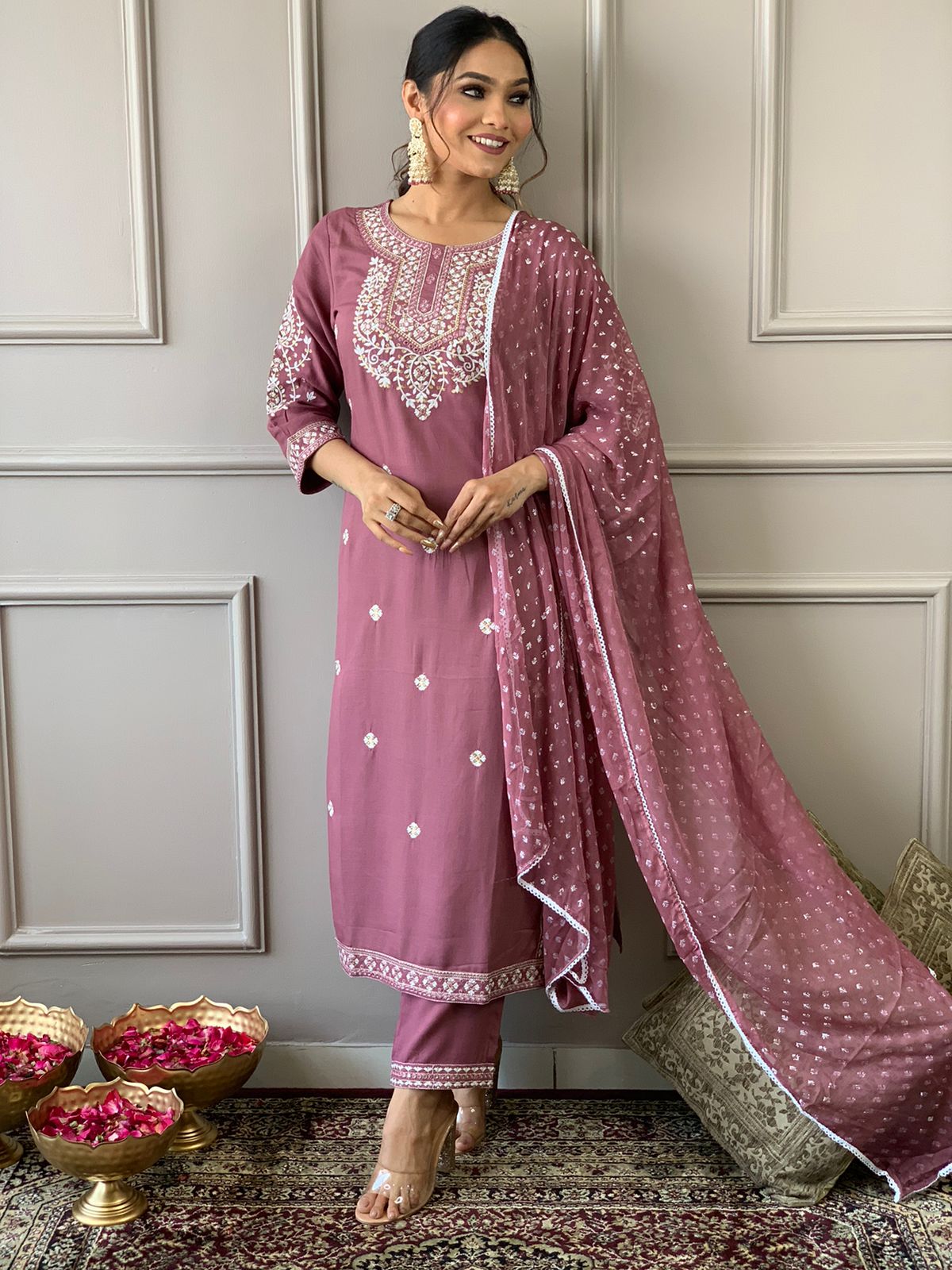 Beautiful party wear embroidery kurta pent set