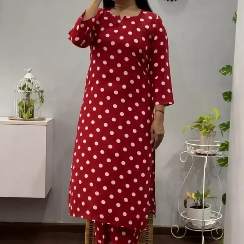 Premium woven cotton kurti pant set