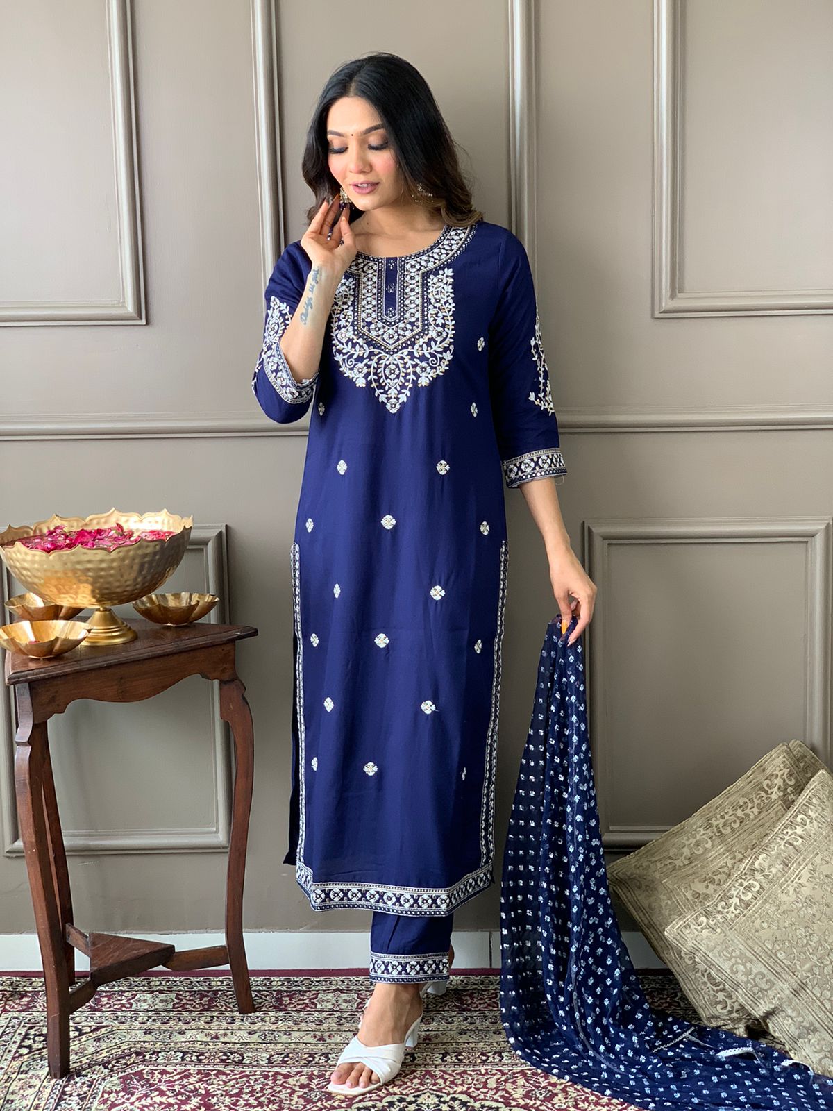 Beautiful party wear embroidery kurta pent set